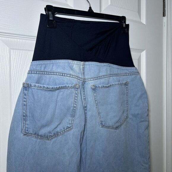 Ingrid & Isabel Maternity Light Wash Boyfriend Jeans Crossover Panel Size 8 NWT - Picture 5 of 7